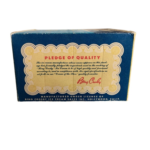 PUROLATOR SHIPPING! Vintage Ice Cream Carton Bing Crosby 1 pint - Picture 2 of 2
